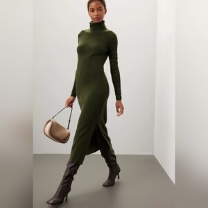 💜Esteban Cortazar Collective Olive Mesh Sleeve Dress💜(Sleeves shortened)